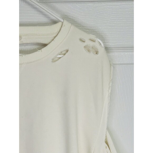 Dance & Marvel Womens Medium Cream Sweatshirt Distressed Slashed Cut Up - Picture 3 of 9